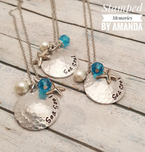 Load image into Gallery viewer, beach necklace, beach vices, sand dollar necklace, bridesmaid gift for beach wedding