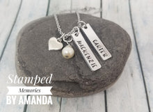 Load image into Gallery viewer, verticle tag necklace, verticle bar necklace, tag necklace,