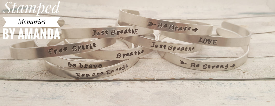 Hand stamped bracelet, wear your words bracelet, name bracelet, custom cuff bracelet