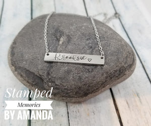 Handstamped name necklace, silvername necklace, handstamped personalized necklace, name necklace,  