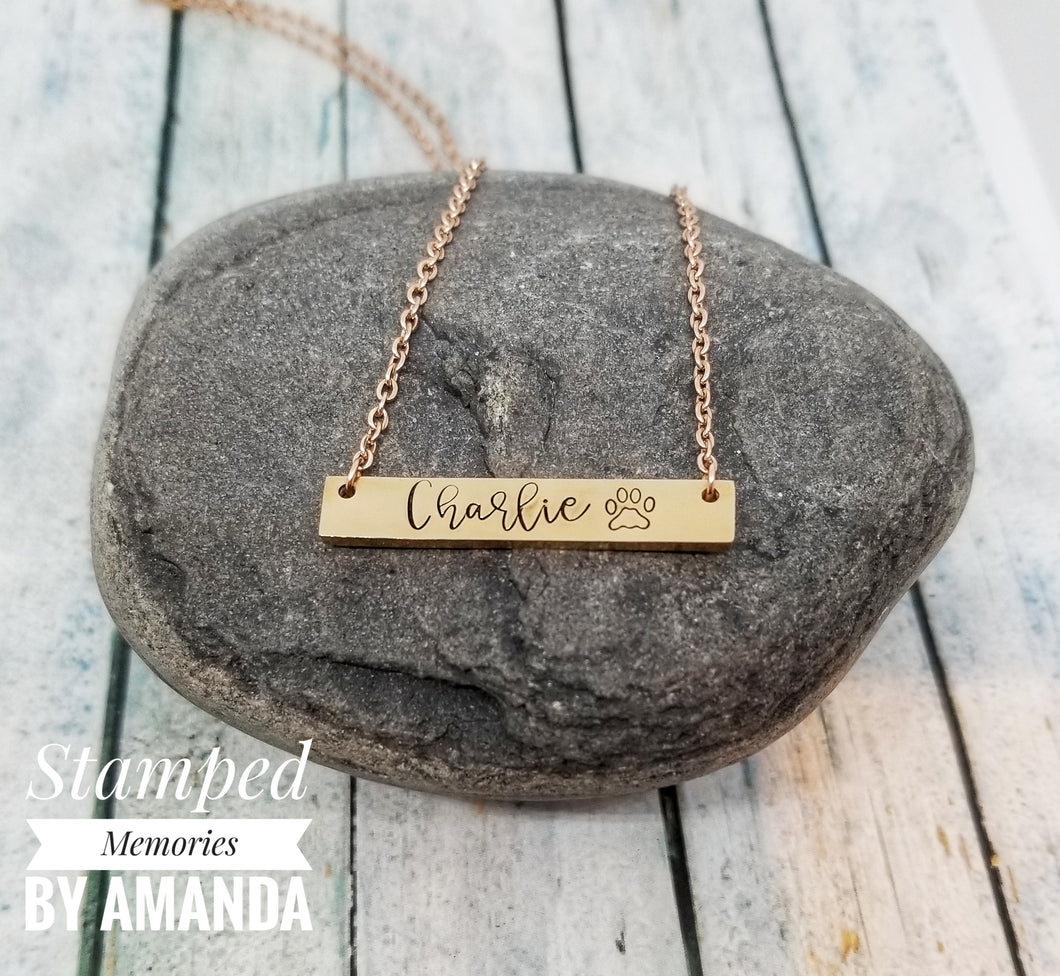 Rose Gold Name Necklace, Rose Gold Necklace, Handstamped Necklace, Handstamped Rose gold necklace, Handmade Steel rose gold necklace