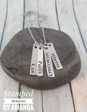 Load image into Gallery viewer, verticle tag necklace, handstamped name necklace, verticle tags
