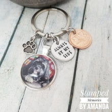 Load image into Gallery viewer, handstamped photo keychain, pet memorial keychain
