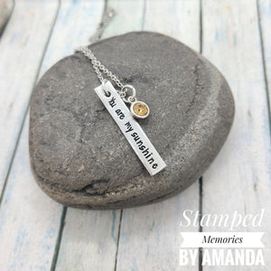 Verticle tag with birthstone