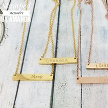 Load image into Gallery viewer, Name Necklace, Gold Bar Necklace, Personalized Necklace,  Bar Necklace,  Handstamped Necklace
