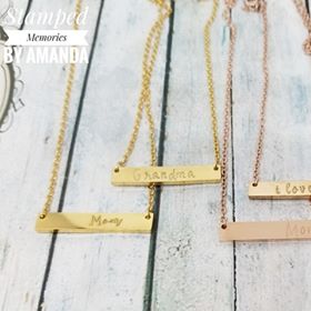 Name Necklace, Gold Bar Necklace, Personalized Necklace,  Bar Necklace,  Handstamped Necklace